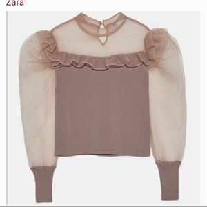 Zara Contrasting organza blouse